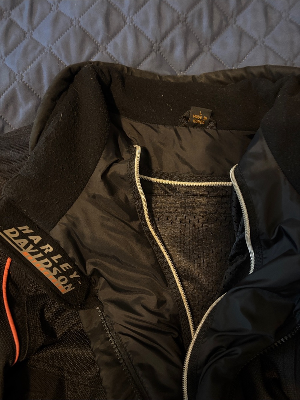Harley-Davidson Black Performance Jacket with Orange Piping - Picture 3 of 3